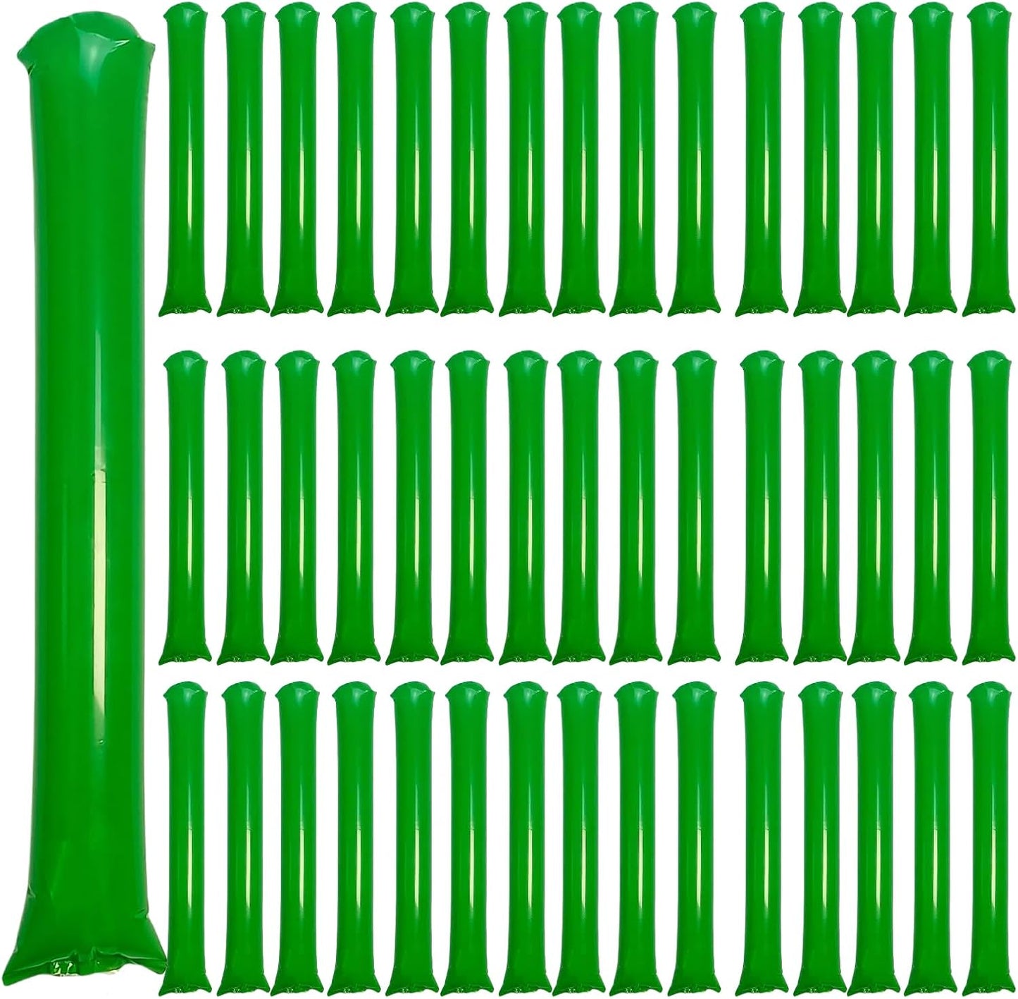48pcs Round Head Boom Sticks Thunder Sticks Cheering Sticks Team Spirit Plastic Cheerleading Spirit Stick Clapper Inflatable Noise Maker Sports Supply (Green)