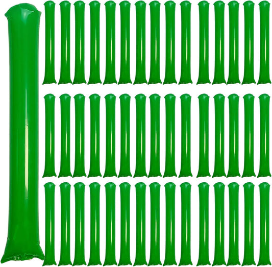 48pcs Round Head Boom Sticks Thunder Sticks Cheering Sticks Team Spirit Plastic Cheerleading Spirit Stick Clapper Inflatable Noise Maker Sports Supply (Green)