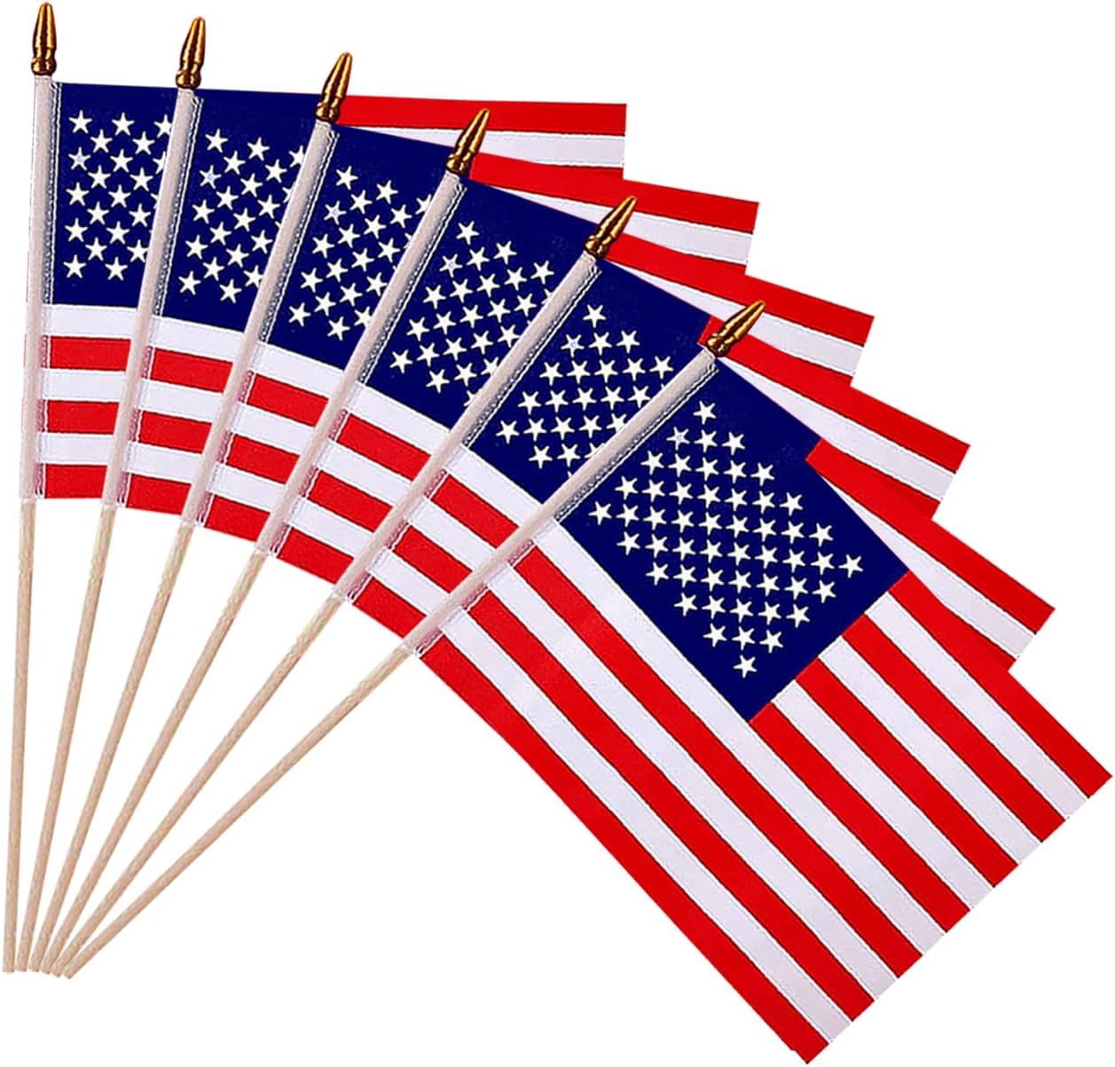 12 Pcs 8x12 Inch American Flags on Stick, Small US Wood Stick Flag with Kid-Safe Spear Top, American Flags for Outside, Memorial Day Decorations, 4th of July Decorations, Veterans Day Decor