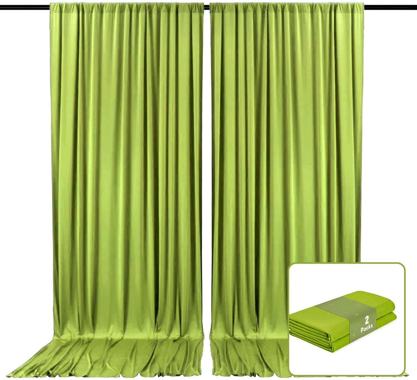 2 Panels Olive Green Backdrop Curtain, 10 x 7 Feet Background Curtains for Parties, Weddings, Baby Showers, Bachelorette Halloween, Christmas Birthday Party Photoshoot Backdrop Curtains Decorations