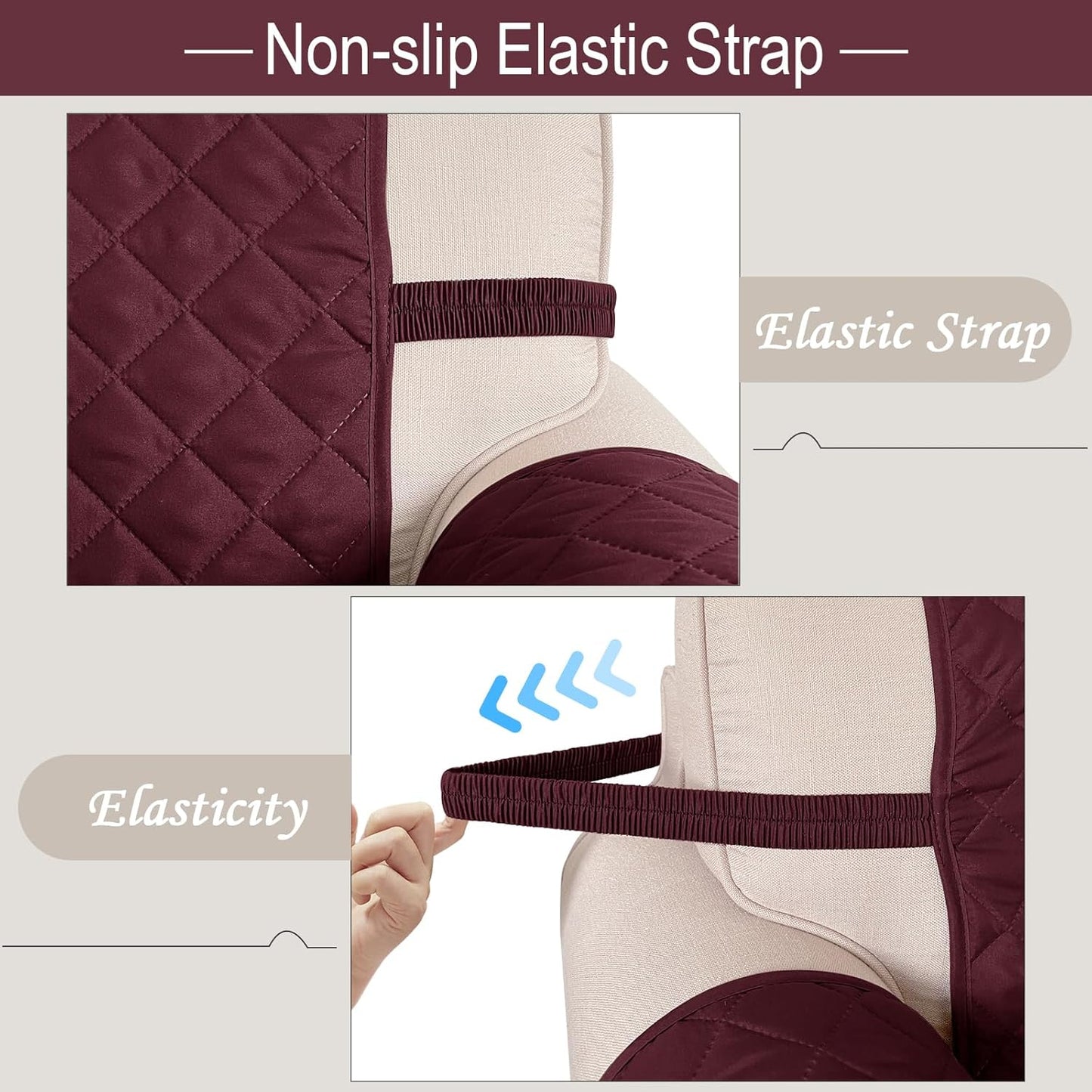 Reversible Loveseat Sofa Covers Couch Cover Furniture Protector(Loveseat Small,Burgundy/Camel)