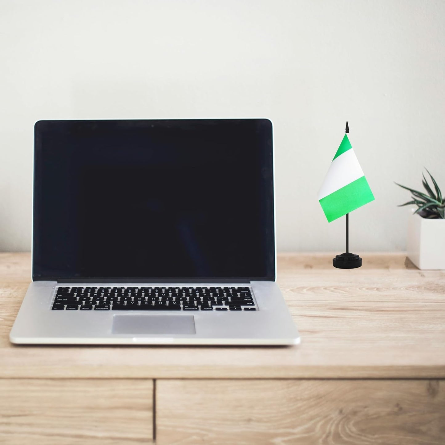 2 Pack Nigeria Desk Flag Set, Nigerian Desktop Small Miniature Table Office Flag with 12" Black Pole and Black Base, Offices, Classroom, Home, Festival Decoration (Nigeria)