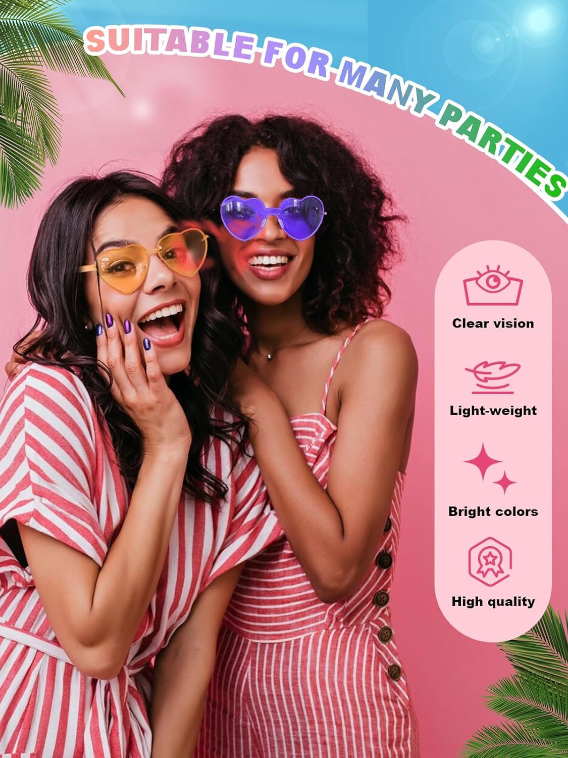 12 Pairs Heart Shaped Sunglasses for Women Colorful Glasses Fun Trendy Transparent Heart Sunglasses Party Favor (Assorted Colors)