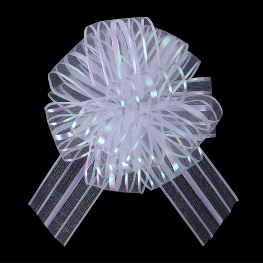 12 Pcs 6 Inch Large Organza Pull Bow Ribbon – Elegant Gift Bows for Wedding Decorations, Christmas Wrapping, Birthday Parties, Car Decor, Gift Baskets, and Valentine's Day Packaging(White)