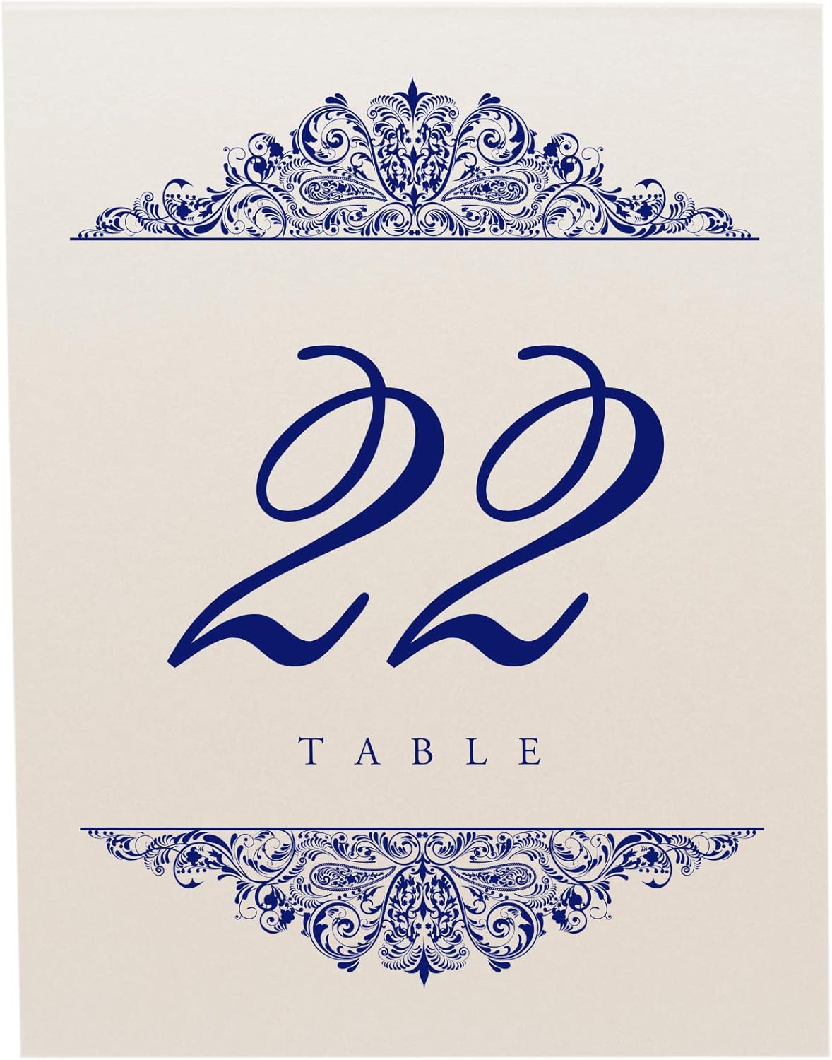 Paisley Wedding Table Numbers (Select Color/Quantity), Champagne, Navy, 1-70, Double Sided, Tent or Use in a Stand, Great for Parties & Restaurants - Made in the USA