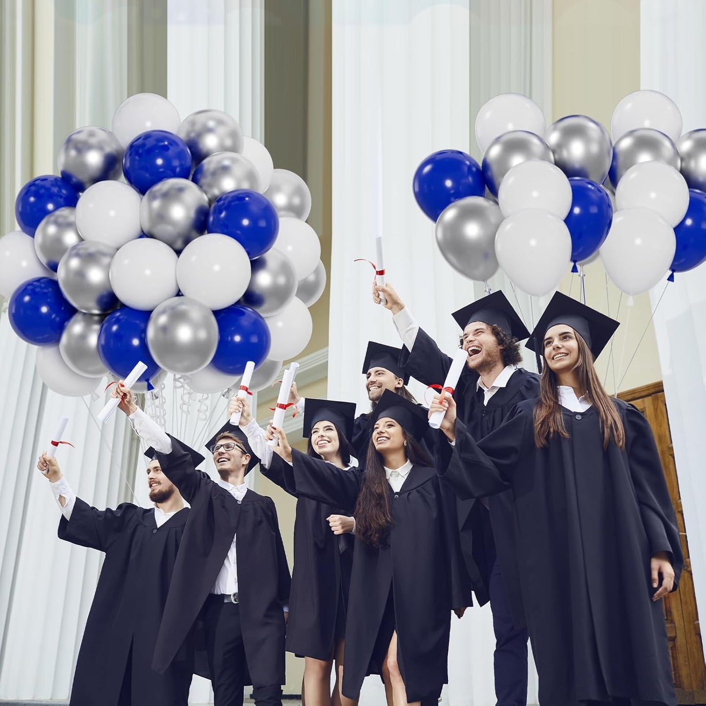 100pcs Royal Blue Balloons, 12 inch Royal Blue Latex Party Balloons Helium Quality for Birthday Party, Baby Shower, Baseball Nautical Party Decoration (with 66ft Ribbon)…