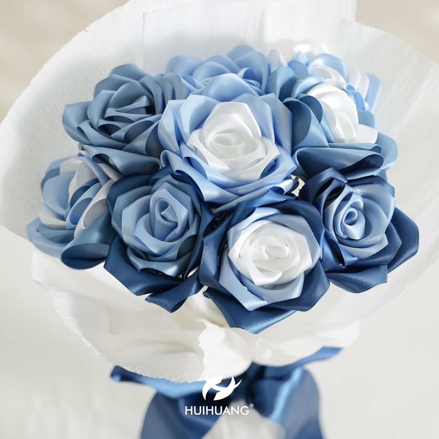 HUIHUANG Dusty Blue Ribbon 1-1/2 inch Double Face Satin Ribbon Silk Ribbons 50 Yards Roll for Gift Wrapping Bows Making Floral Bouquet Wedding Invitations Decor Party Favor and Craft Supplies