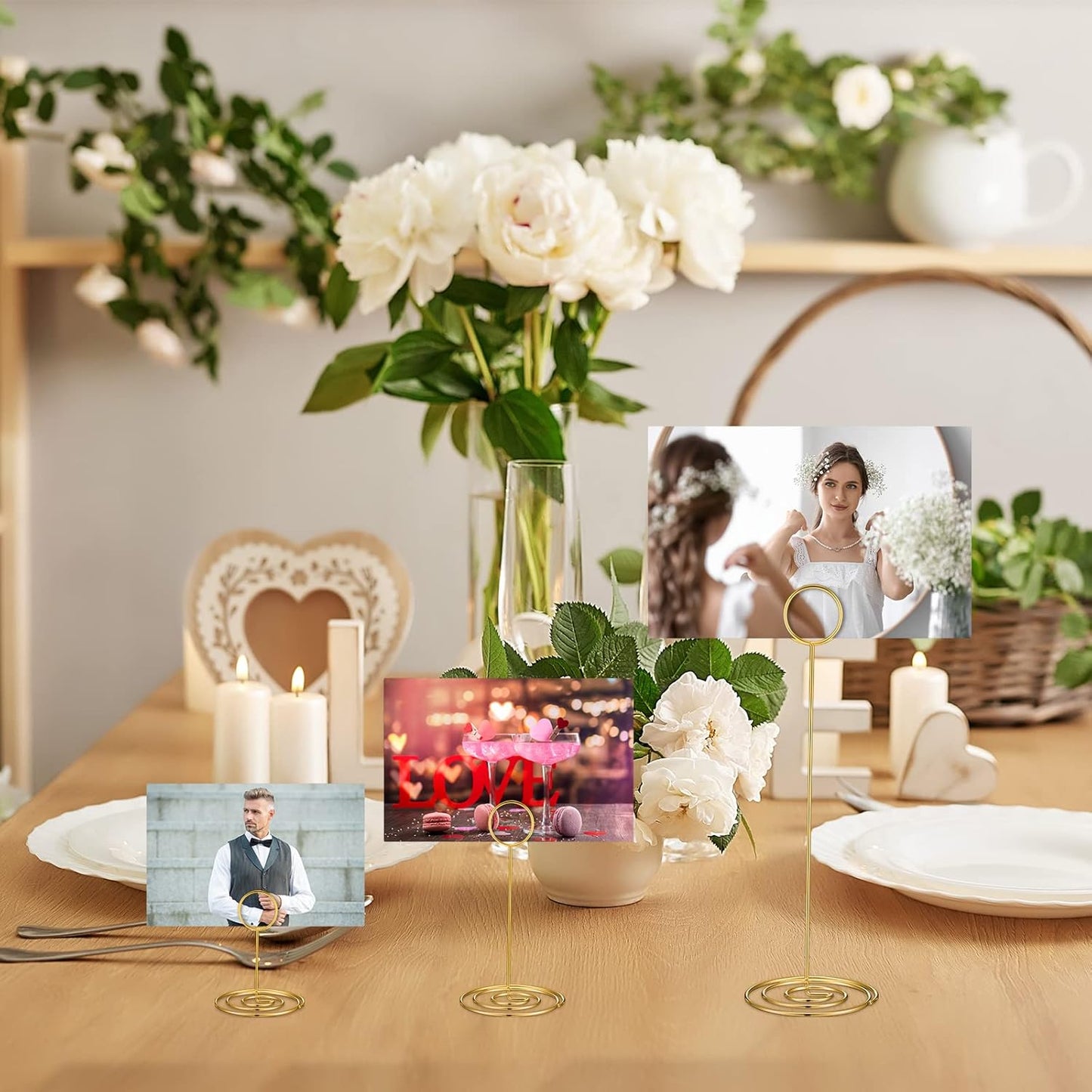 Teling 36 Pieces Table Number Holders 3 Size Place Card Holder Name Numbers Menu Memo Note Card Picture Photo Clip Stand Table Sign for Wedding Anniversary Party Display(Gold)