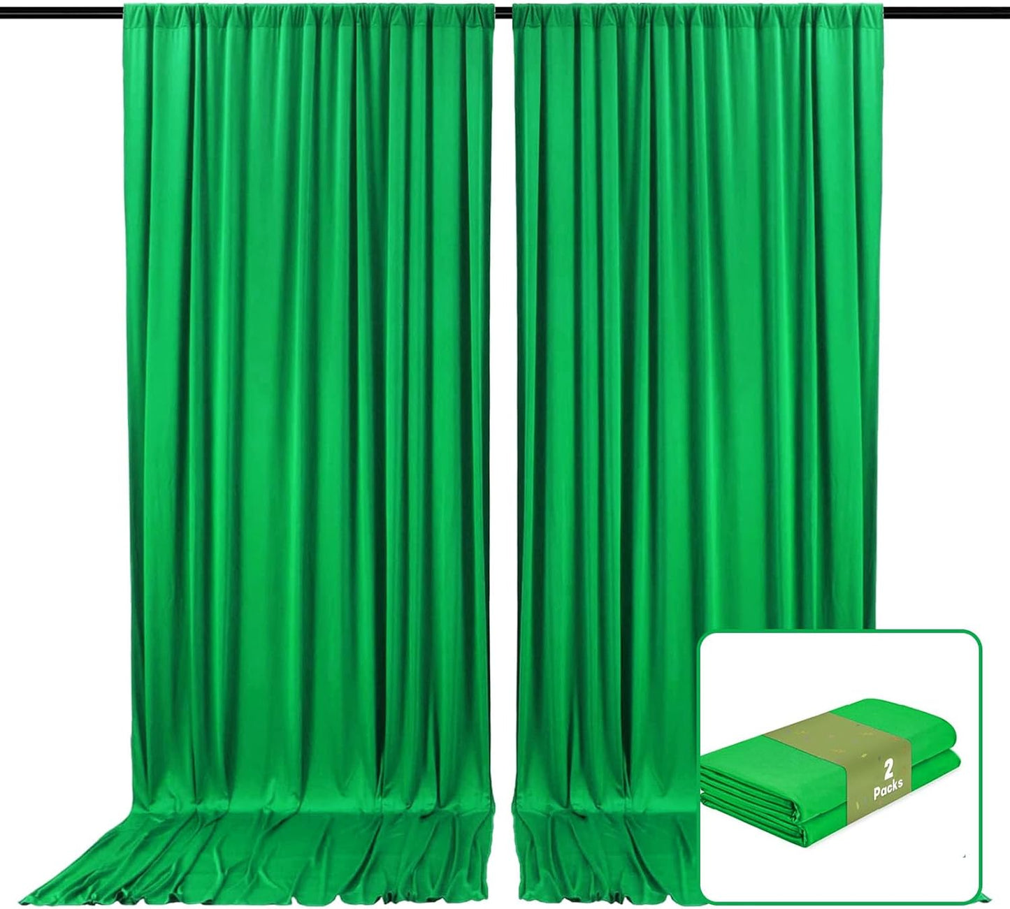 2 Panels Grass Green Backdrop Curtain, 10 x 7 Feet Background Curtains for Parties, Weddings, Baby Showers, Bachelorette Halloween, Christmas Birthday Party Photoshoot Backdrop Curtains Decorations