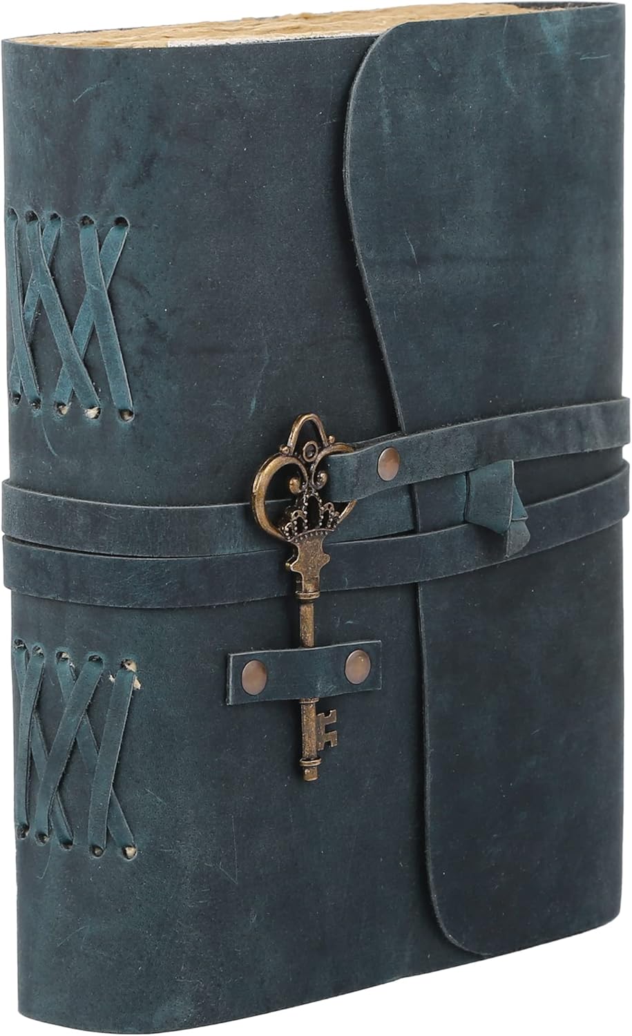 Leather Journal with Lined and Unlined Deckle Edge Paper 8x6 inch and Vintage Key | Handmade Writing Notebook Diary | Bound Daily Notepad for Men & Women Medium, Sketch/Writing pad for Artists