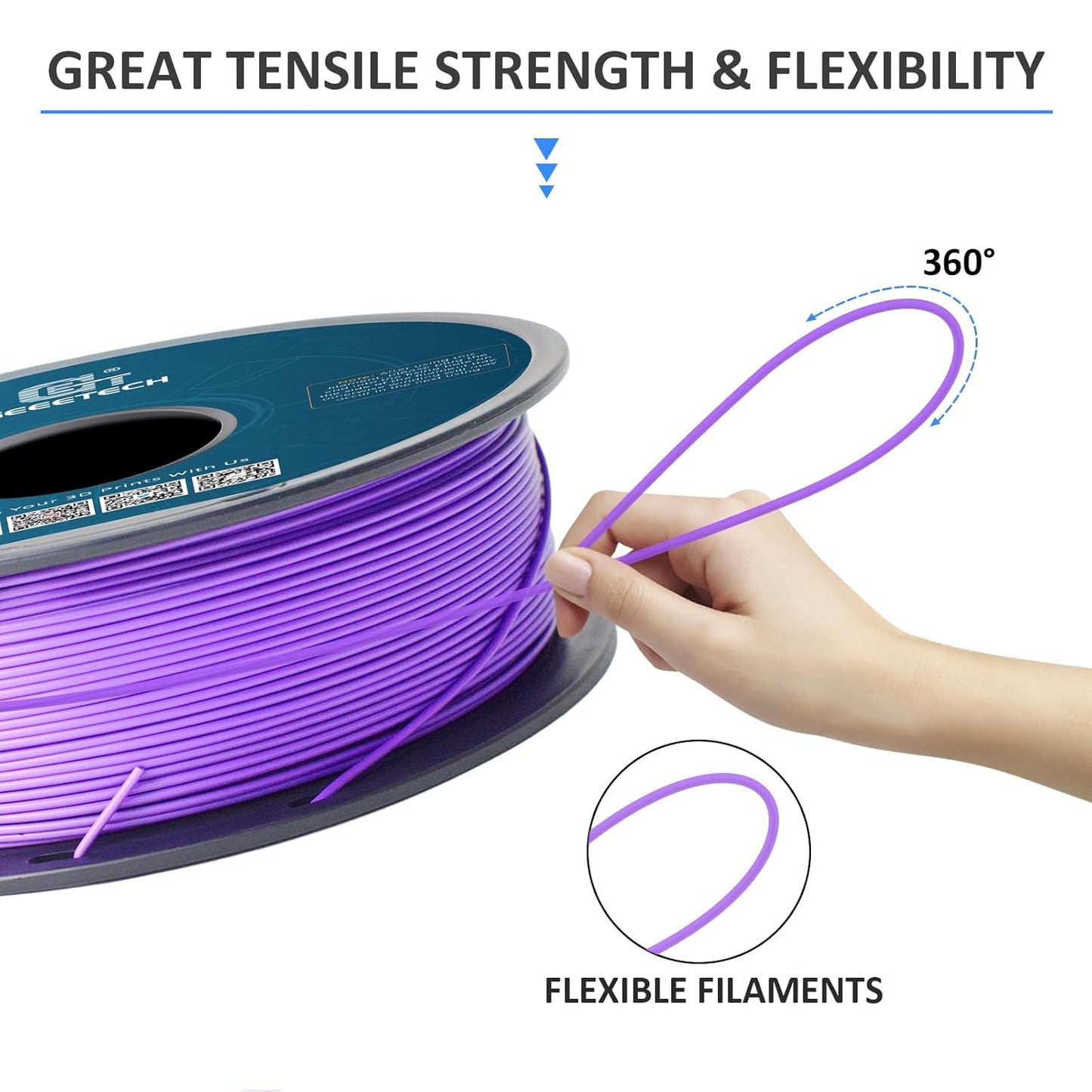 Geeetech Purple PLA 3D Printer Filament, 1kg Spool (2.2lbs), Upgrade Tidy Winding Tangle-Free, 1.75mm Dimensional Accuracy +/- 0.02 mm, 3D Printing Filament Fits for Most FDM 3D Printers