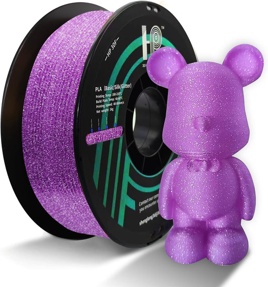 Glitter PLA Filament, Twinkling 3D Printer Filament, PLA Filament 1.75mm Dimensional Accuracy +/- 0.02mm, 1KG Spool (2.2 lbs), Fit Most FDM Printer (Glitter Purple)