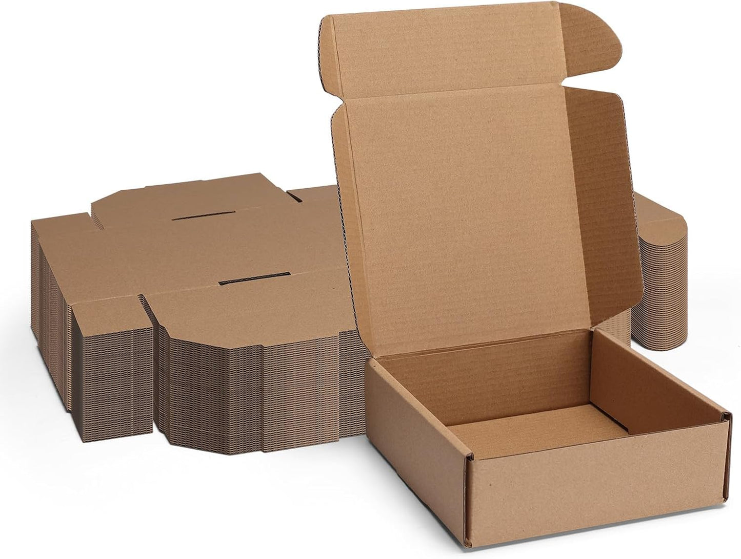 MEBRUDY 6x6x2 Inches Shipping Boxes Pack of 50, Small Corrugated Cardboard Box for Mailing Mailer Packing, Brown