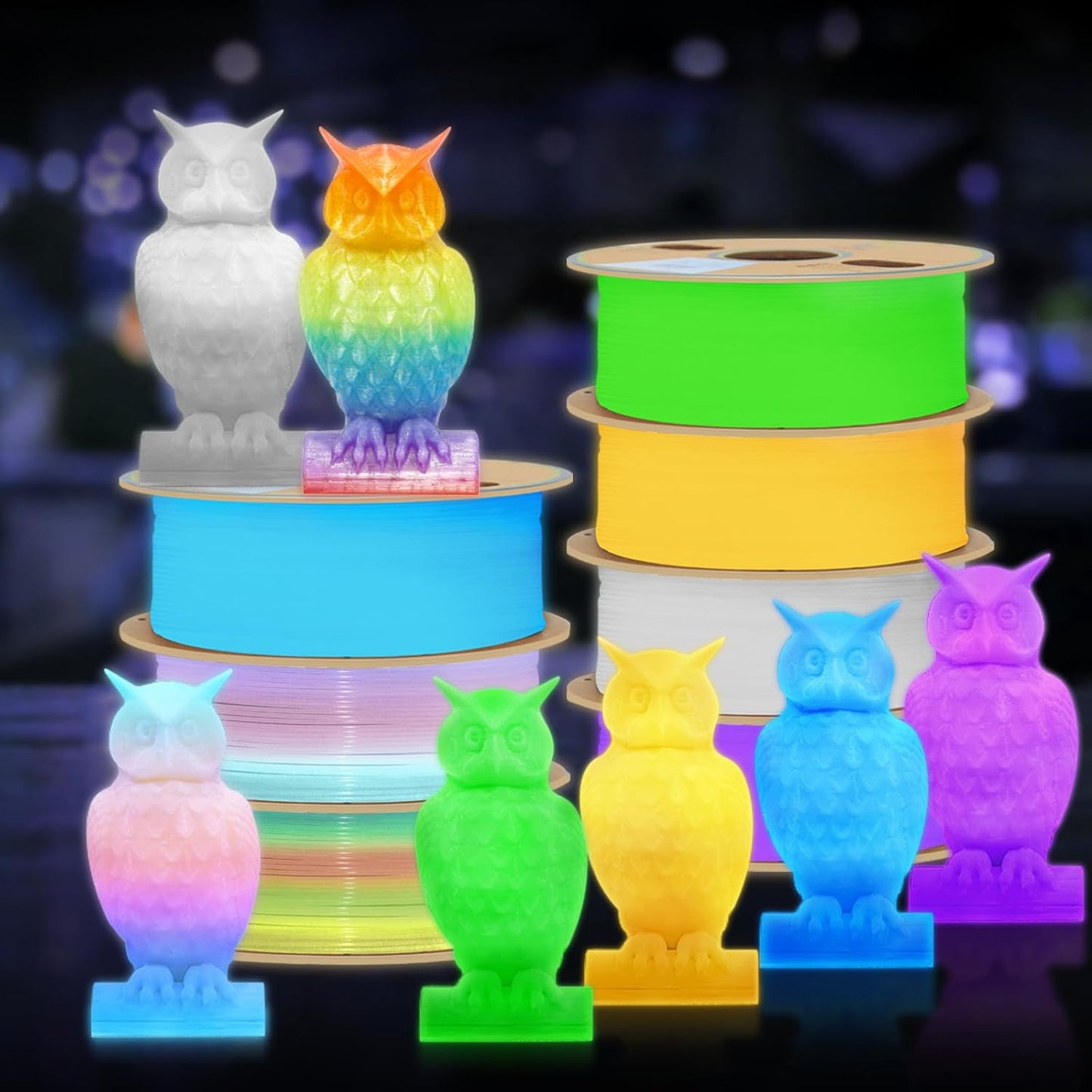 YOUSU 3D Printer Filament 1.75mm PLA Filament Glow in Dark PLA Filament for 3D Printing Filament 1kg(2.2lbs) Spool,Blue