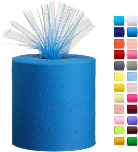 Tulle Fabric Roll, 6” by 200 Yards (600FT) Tulle Organza Fabric Spool for DIY Tutu Skirt Baby Shower Decor Wedding Backdrop Crafts Birthday Party Supplies (Peacock Blue)