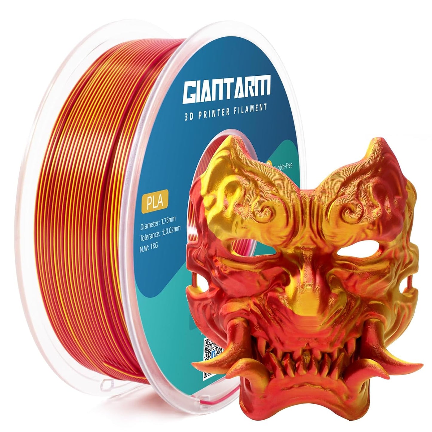 GIANTARM Dual Color PLA Filament, Silk PLA Filament 1.75mm +/-0.02mm,1KG Spool(2.2lbs) Vacuum Packaging, 3D Printing Filaments Fit Most FDM Printer