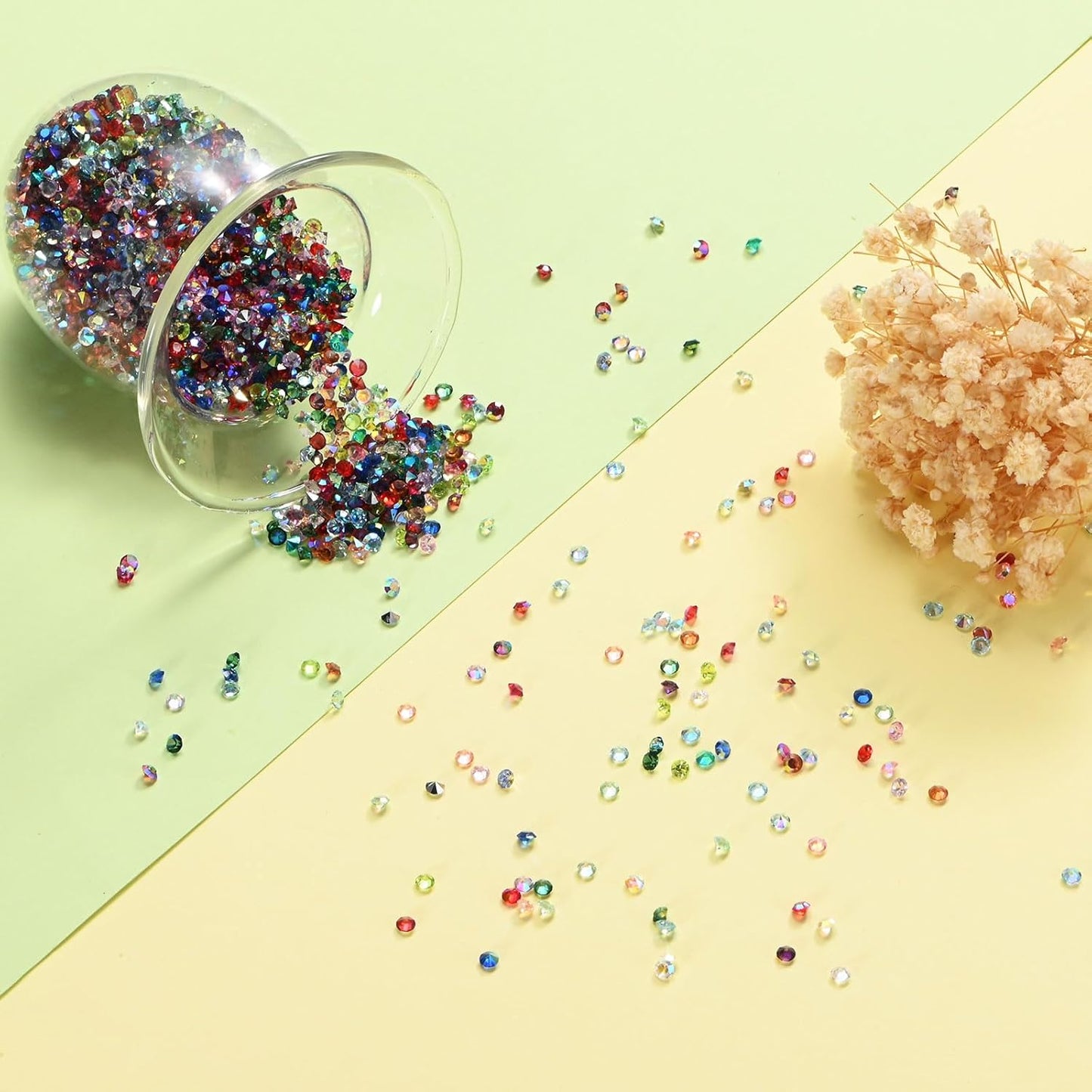 14400-Pack Acrylic Diamonds, 0.12 Inch/3mm Wedding Table Scatter Confetti Crystals for Vase Fillers/Art Craft, Acrylic Diamonds Gems [Green AB]