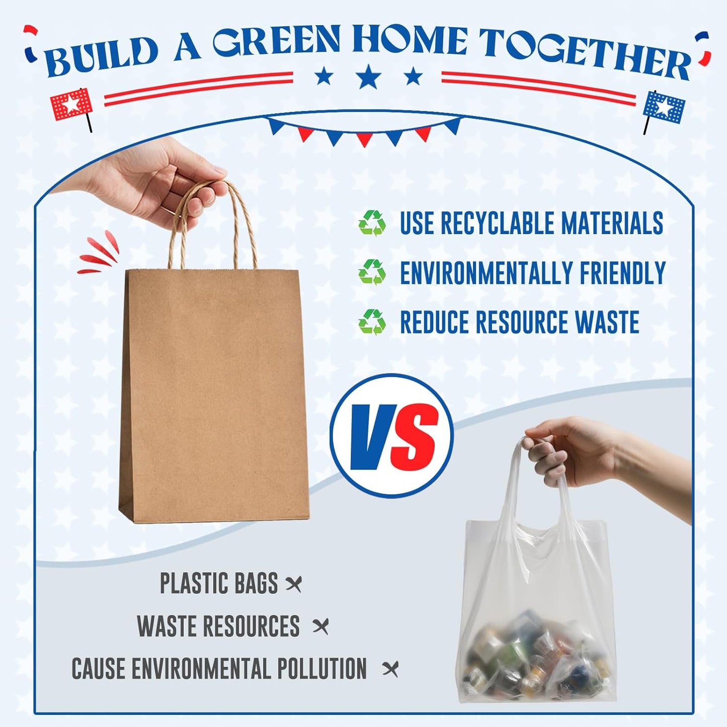 MESHA Gift Paper Bags 300 PACK 8x4.25x10.5'' Brown Medium Shopping Kraft Bags Bulk with Handles Reusable for Business,Grocery,Birthday,Wedding,Kids Party,Favors