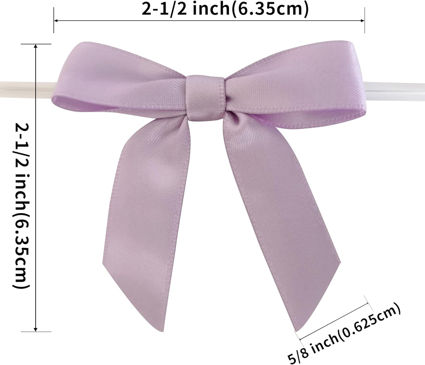 50pcs 2-1/2" Lavender Satin Ribbon Bows with Twist Ties Mini Ribbon Bows for Candy Partiy Decoration Gift Packing&Wrapping Accessoried(Lavender)
