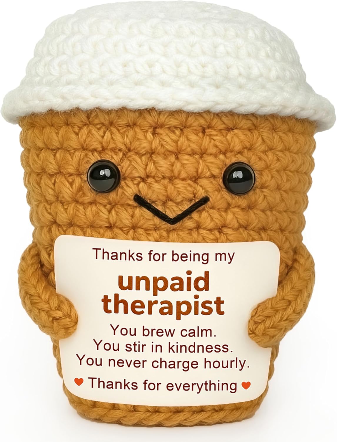 Coffee Lover Gift for Women, Funny Thank You Gifts for Best Friend Bestie, Small Coworker Appreciation Gift, Positive Espresso Emotional Crochet Support