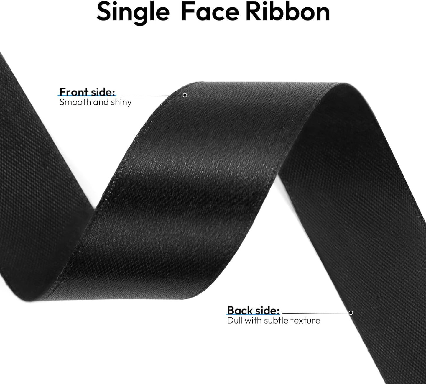 5/8 Inch 100 Yards Black Ribbon, Black Satin Ribbons for Gift Wrapping, Wedding, Birthday Party Decoration, Valentine's Day, Craft, Hair, Floral, Sewing