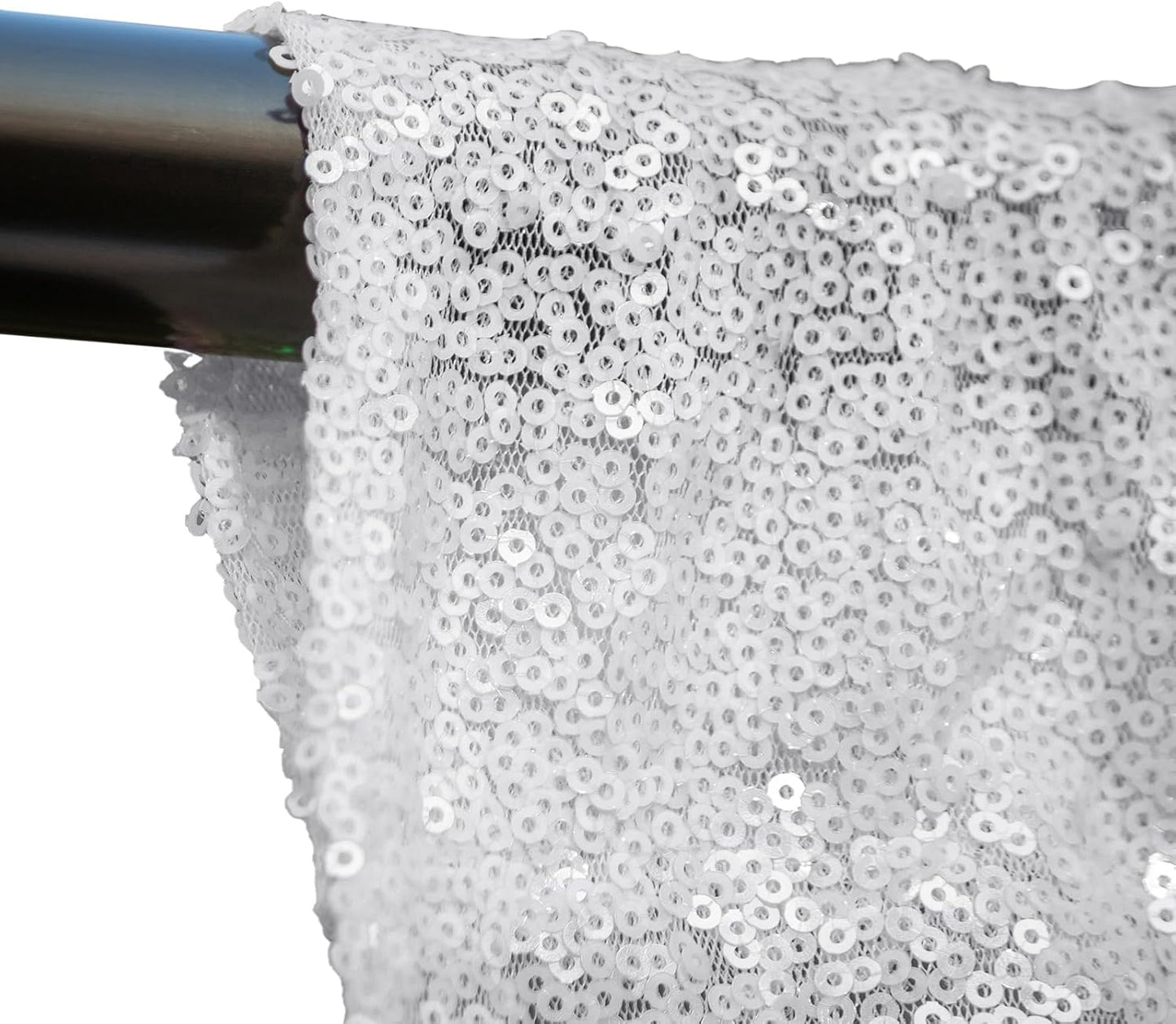 White Sequin Curtains 8FTx8FT - 1 Panel Party Backdrop Glitter for Birthday Wedding