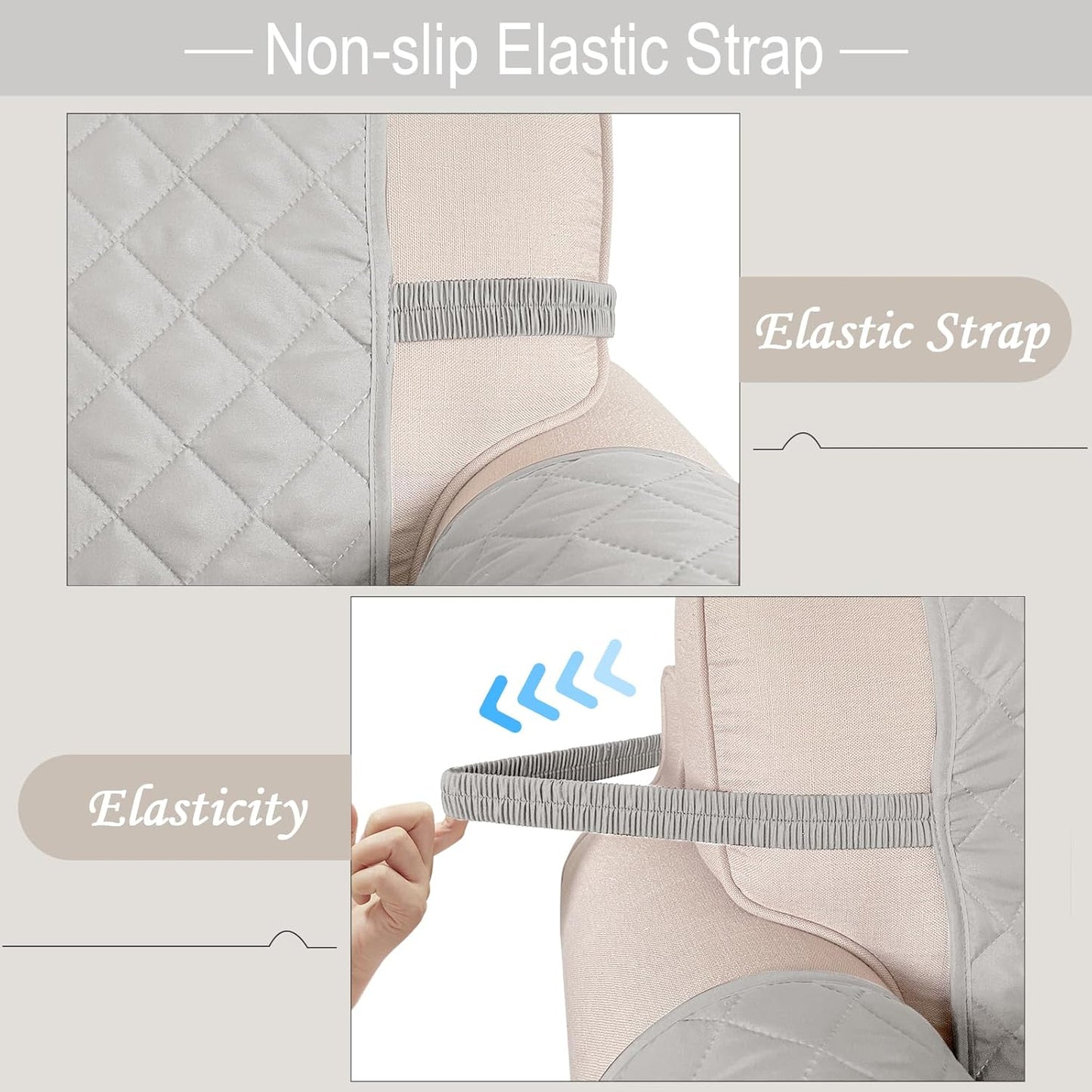 Reversible Sofa Covers Couch Cover Furniture Protector for Dogs Elastic Straps Water Resistant(Sofa,Light Grey/Light Grey)