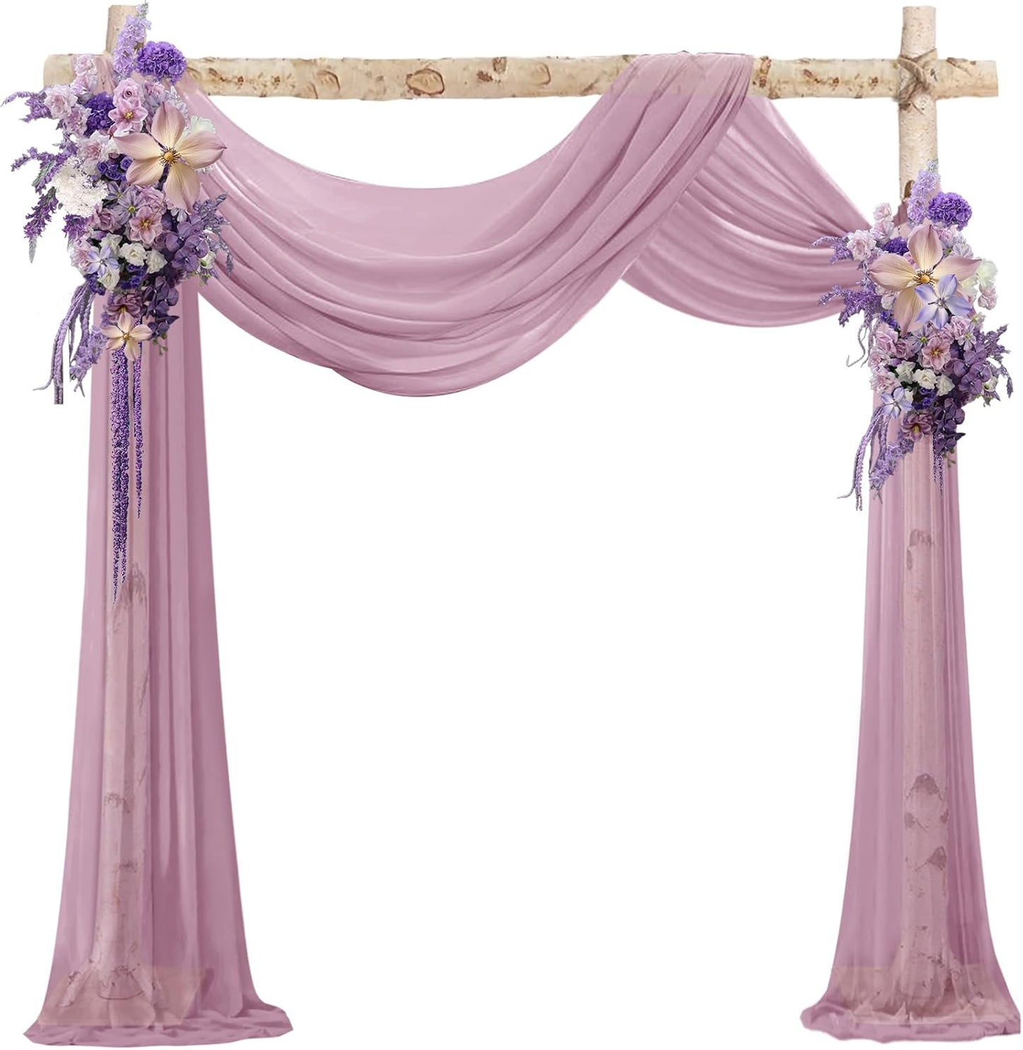 VOK Wedding Arch Draping Fabric Chiffon Fabric, 29in x 18Ft 2 Panels Sheer Chiffon Outdoor Curtain for Wedding Ceremony Birthday Party Decoration (Dusty Rose,2 Panel)