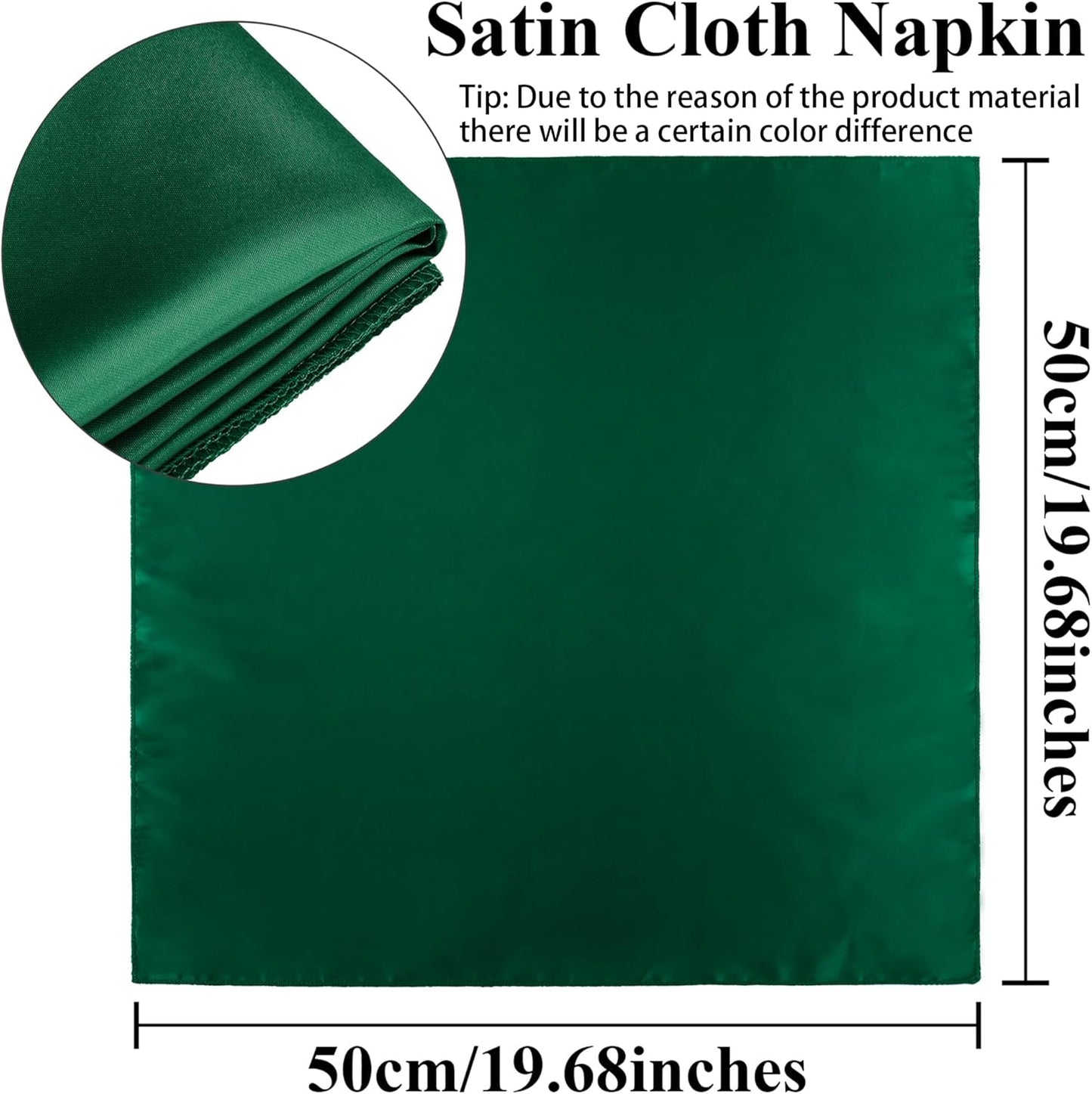 Aneco 12 Pieces Satin Napkin Square 20 x 20 Inches Dinner Napkins Weddings Party Napkin Soft Table Napkins for Romantic Weddings Party Dinner Decoration (Forest Green)