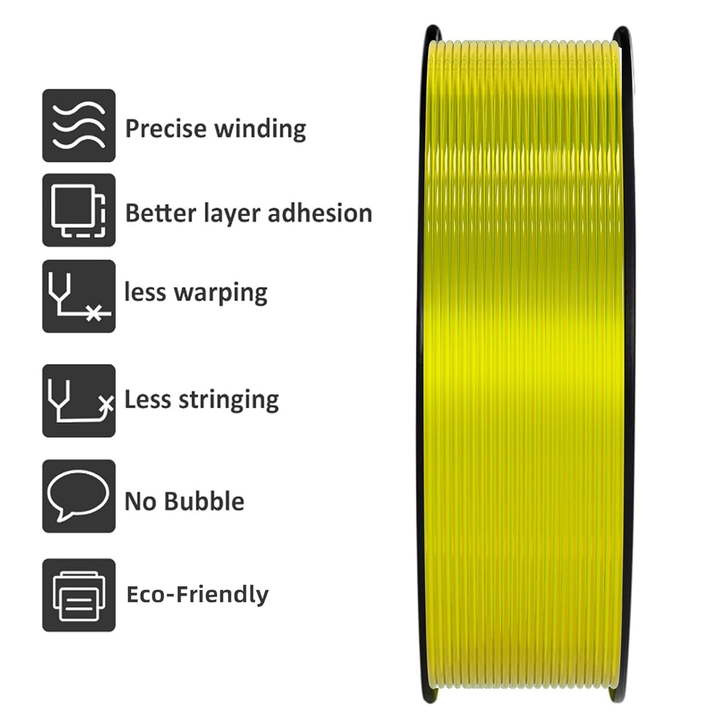 Geeetech TPU Filament 1.75mm, Shore 95A Flexible 3D Printer Filament with High Elasticity, 1KG (2.2lbs) Spool, Dimensional Accuracy ±0.03mm, Fits Most FDM Printers (Cleal Yellow)