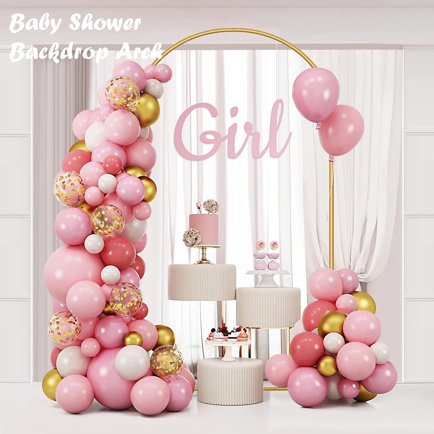6.6FT Metal Wedding Arch Stand Gold Square Arched Backdrop Frame for Party Ceremony Birthday Bridal Baby Shower Garden Floral Balloon Arch Decoration