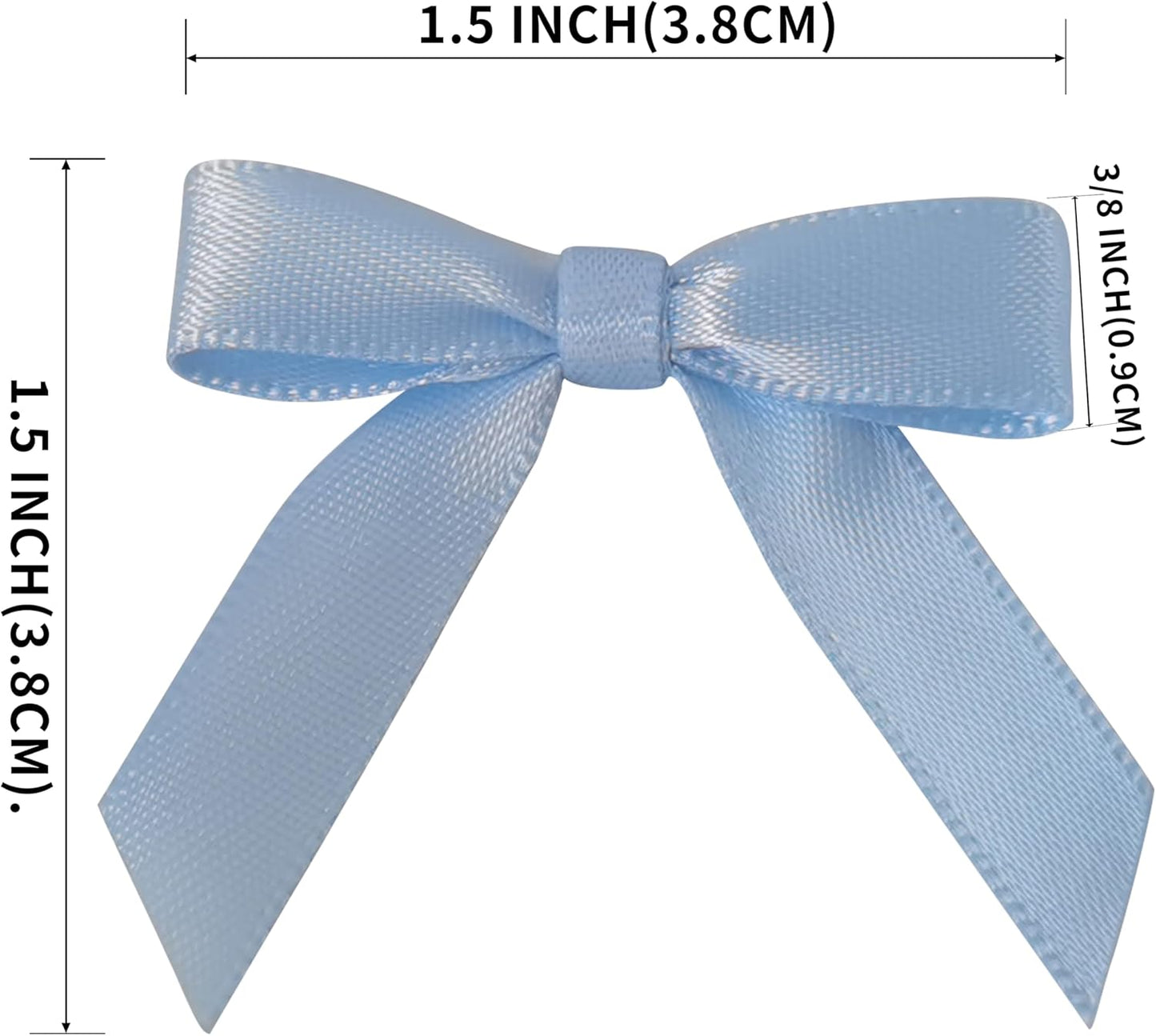50pcs 1-1/2" Mini Light Blue Satin Ribbon Bows Without Twist Ties for Crafts Gift Wrapping Packing Christmas Baby Shower Decoration (Light Blue)