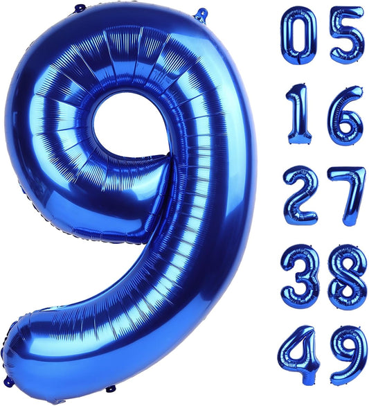 40 Inch Big Dark Blue 9 Balloon Number Large Foil Helium Number Balloons 0-9 Jumbo Giant Happy 9th Birthday Party Decorations for Boy or Girl Huge Mylar Anniversary Wedding Party Supplies