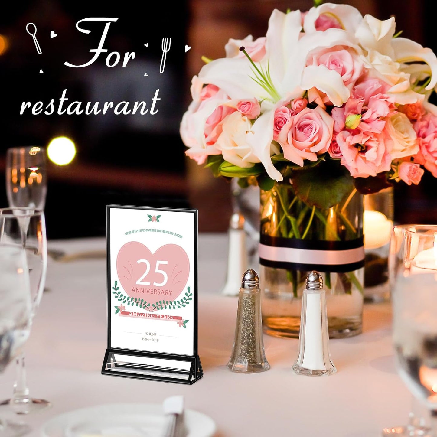 12 Pack Acrylic Sign Holders with Black Border Table Sign Number Holders Double Sided Clear Frame for Wedding Restaurant Picture Centerpiece Party Anniversary(4 x 6 Inch)(4 x 6 Inch)