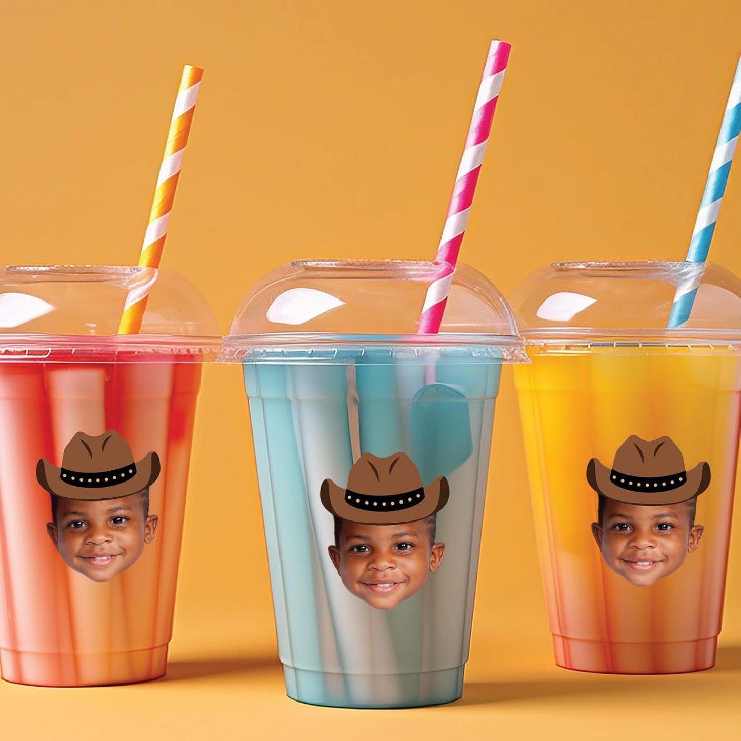 Big Dot of Happiness Custom Photo Western Hoedown - Wild West Cowboy Party Favors - Fun Face Cut-Out Stickers - Set of 24