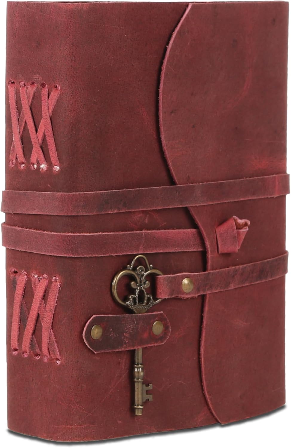 Leather Journal with Lined and Unlined Deckle Edge Paper 8x6 inch and Vintage Key | Handmade Writing Notebook Diary | Bound Daily Notepad for Men & Women Medium, Sketch/Writing pad for Artists