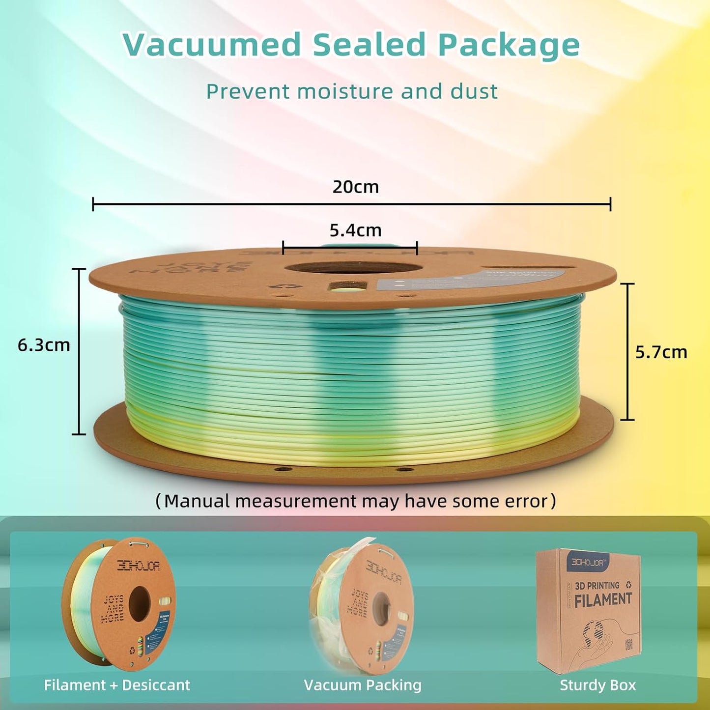 Silk PLA 3D Printer Filament 1.75mm Silk Shiny Fast Gradient Color Change Rainbow Multicolor PLA Filament 1kg (2.2lbs) /Spool for FDM 3D Printers-Macaron