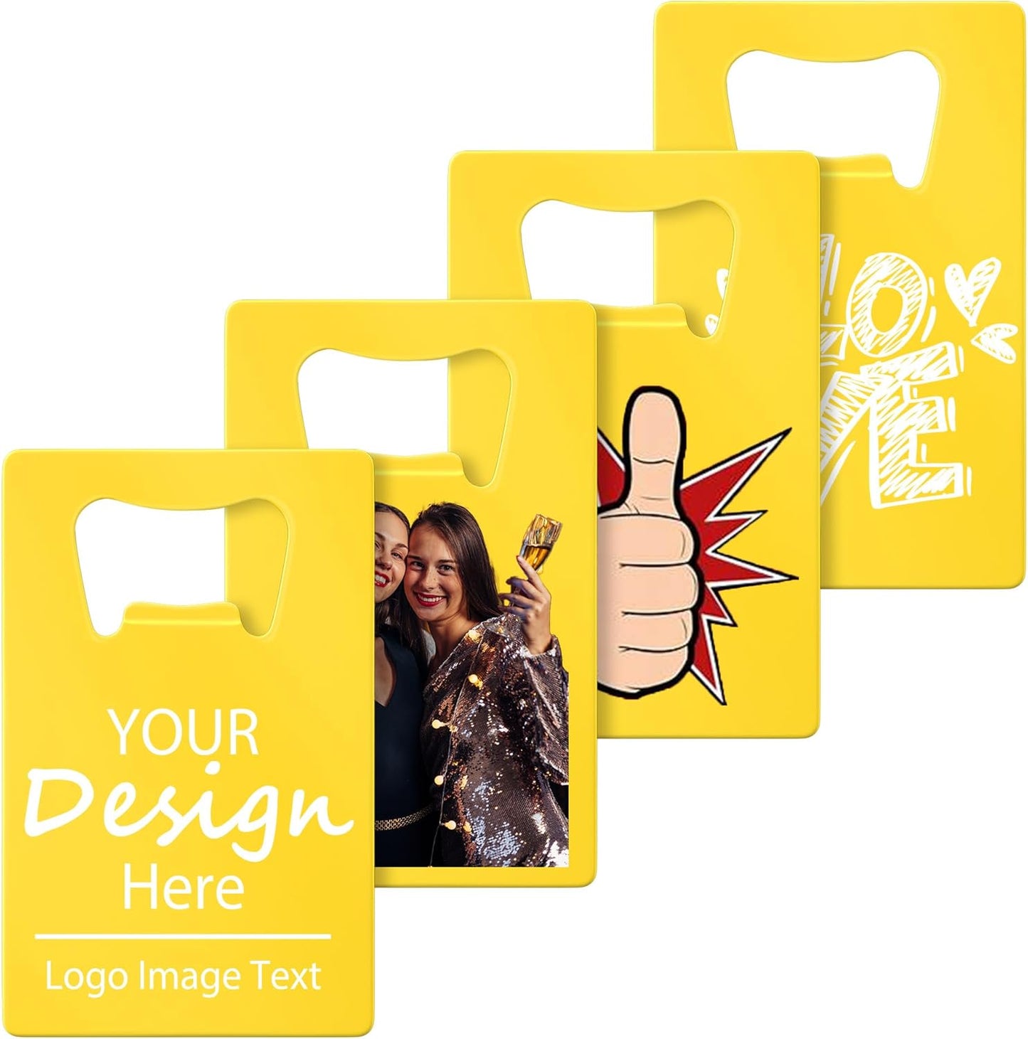 Personalized Credit Card Bottle Opener, Custom Stainless Steel Beer Bottle Opener, Upload Your Name/LOGO/Text, for Wedding Favors, Brewery, Bar, Anniversaries, Party (Yellow)