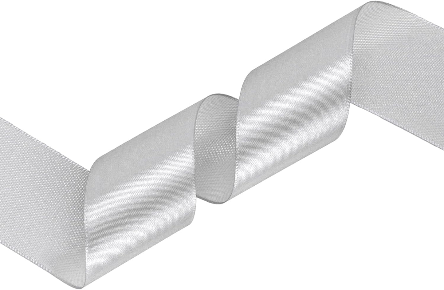 Silver Satin Ribbon 1-1/2 inch X Continuous 100 Yards, Single Face Polyester Ribbon Perfect for Gift Wrapping, Flower Bouquet, Wedding Decor, Crafts, Bow Making, Sewing and More