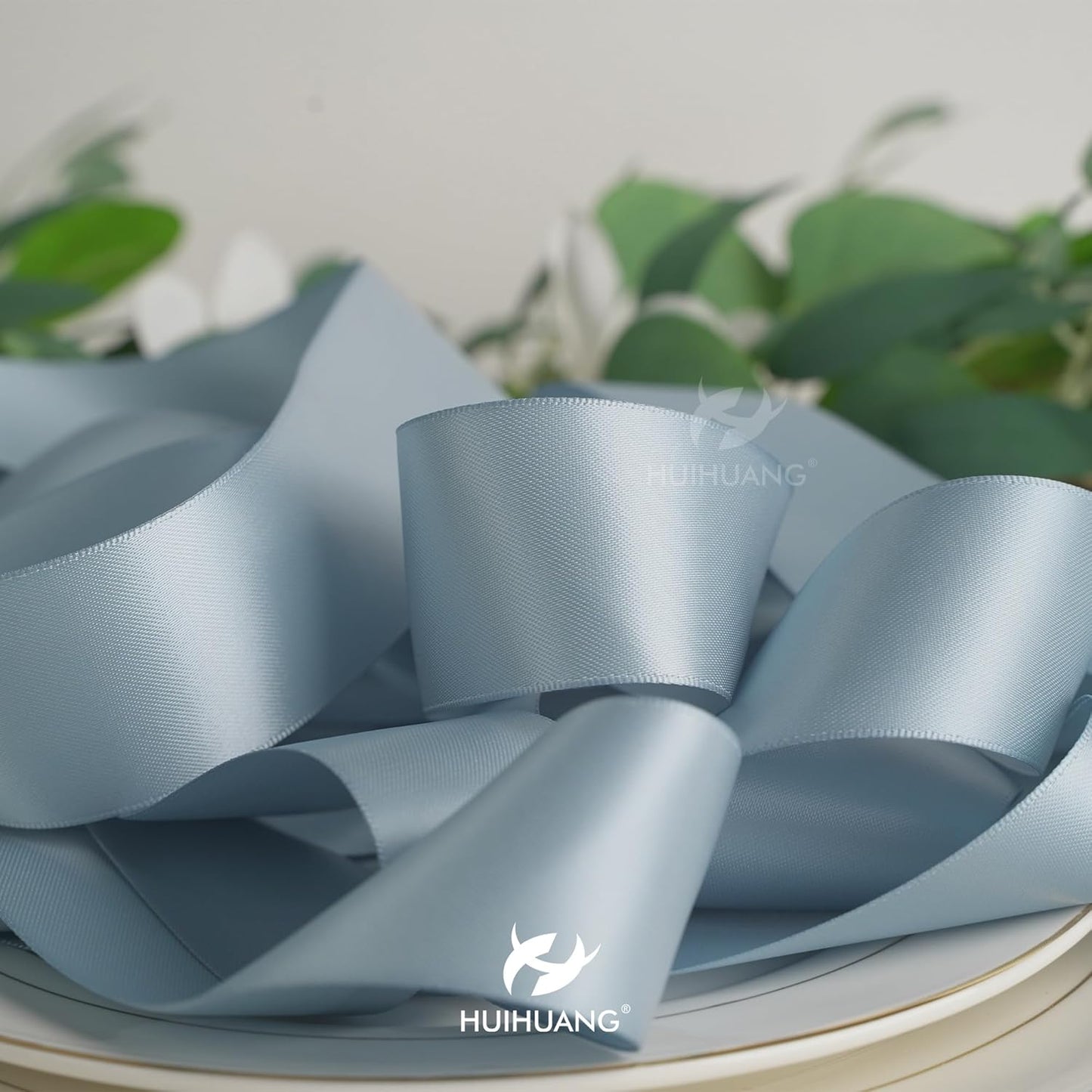 HUIHUANG Slate Blue Ribbon 1-1/2 inch Double-Faced Satin Ribbon 50 Yards Blue Silk Satin Ribbon for Wedding, Crafts, Gift Wrapping, Flower Bouquet Wrap, Invitations, Holiday Decor, Bows Making