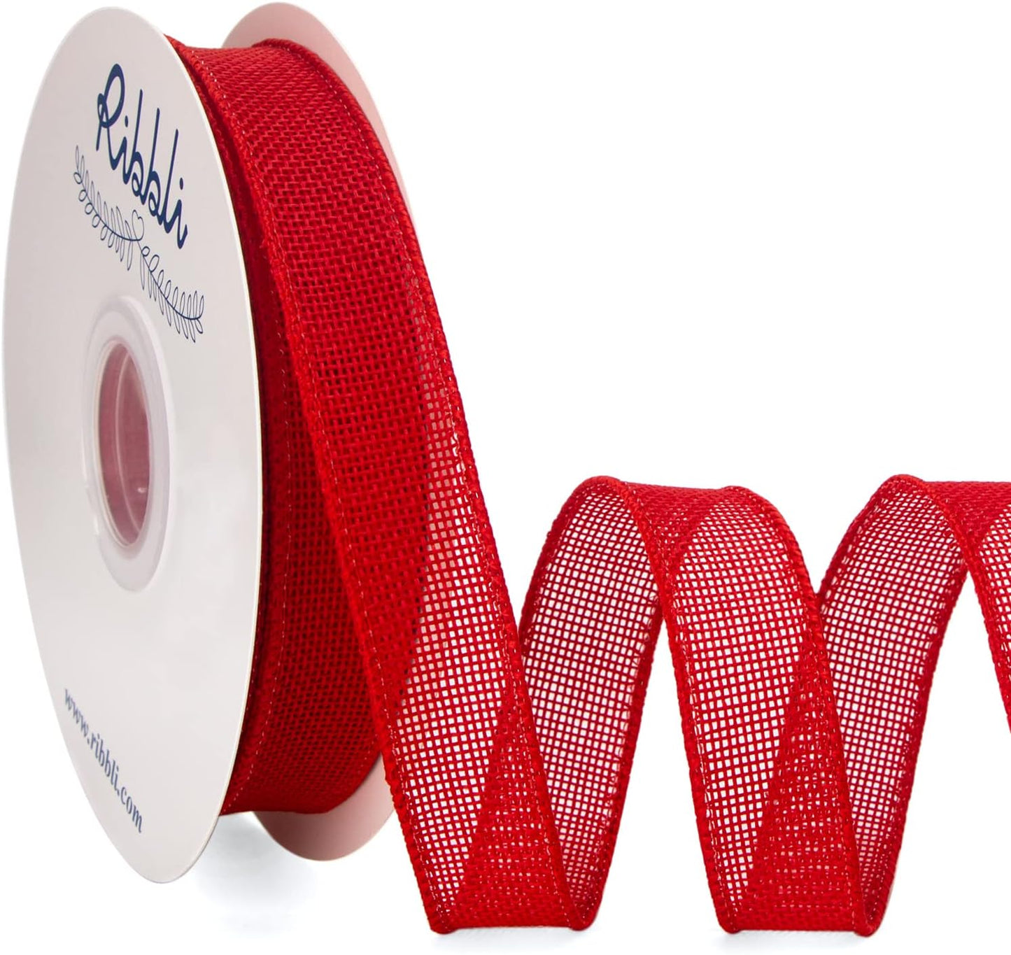 Ribbli Red Burlap Wired Ribbon, 1” Inch x Continuous 20 Yard, Red Wired Ribbon for Wreaths,Big Bows,Tree Decoration,Outdoor Decoration