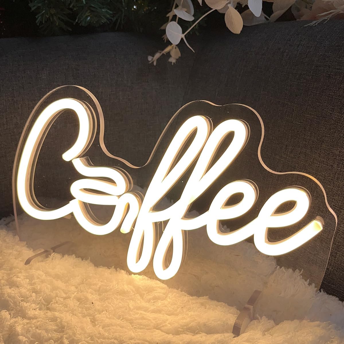 Coffee Table Number Neon Sign Desk Lamp Night Light Wedding Letter LED Neon Sign Wedding Table Decorations Neon Light Shop Bedroom Home Room Decor Christmas Party Warm White USB 30×16.7CM