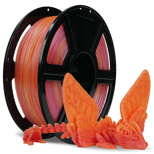 FLASHFORGE Rapid PLA Filament 1.75mm +/- 0.02mm Yellow to Pink Gradient, Max 500mm/s High Speed Printing, 3D Printer Filament 1kg(2.2lbs), Changing Colors with Light