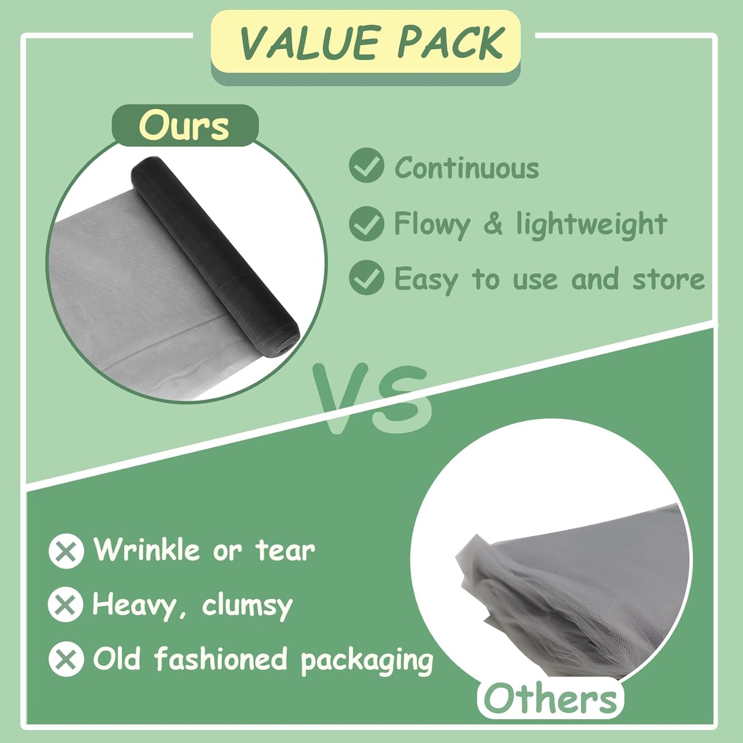 Black Tulle Fabric Rolls, 54 Inch by 10 Yards (30 ft) Tulle Ribbon for Wedding Party Decoration Sheer Fabric Spool Bolt, Ceiling Decor, Tutu Skirt, Christmas Gift Wrapping, Soft & Drape (Black)