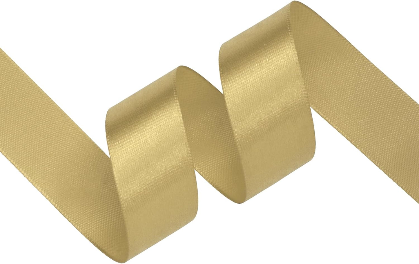 Light Gold Satin Ribbon 1 inch X Continuous 50 Yards, Single Face Polyester Ribbon Perfect for Gift Wrapping, Flower Bouquet, Wedding Decor, Crafts, Bow Making, Sewing and More