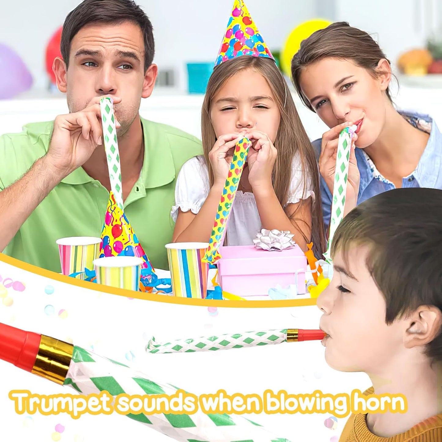 LovesTown 40PCS Party Blowers, Colorful Birthday Noisemakers Birthday Blow Horns Party Whistles New Years Party Noisemakers Party Blowouts