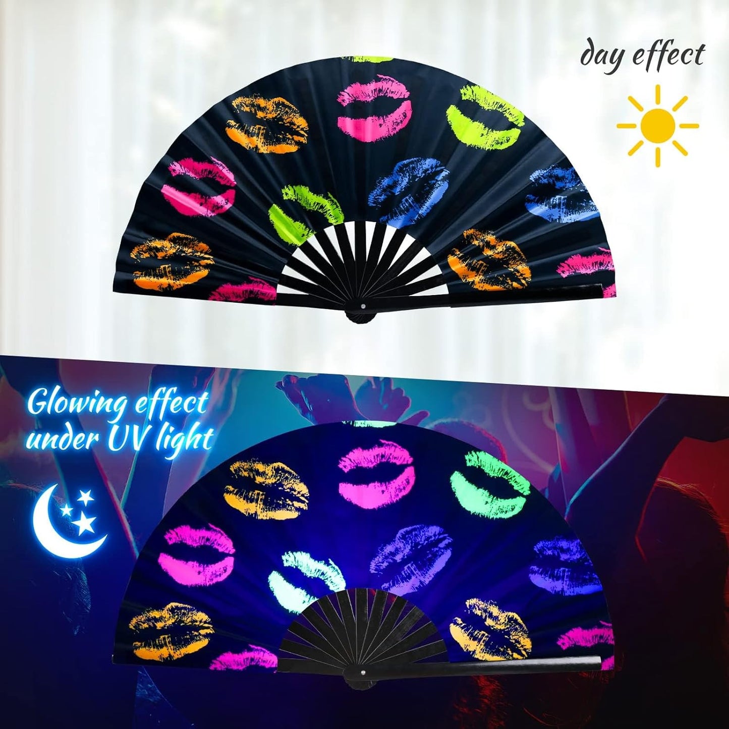 SYNTECSO Hand Fans for Women Foldable, Boots on The Ground Fan, Rave Fan for Drag Queen, Women and Men，Fans for Line Dancing, Parties, Music Festivals, EDM and Decoration