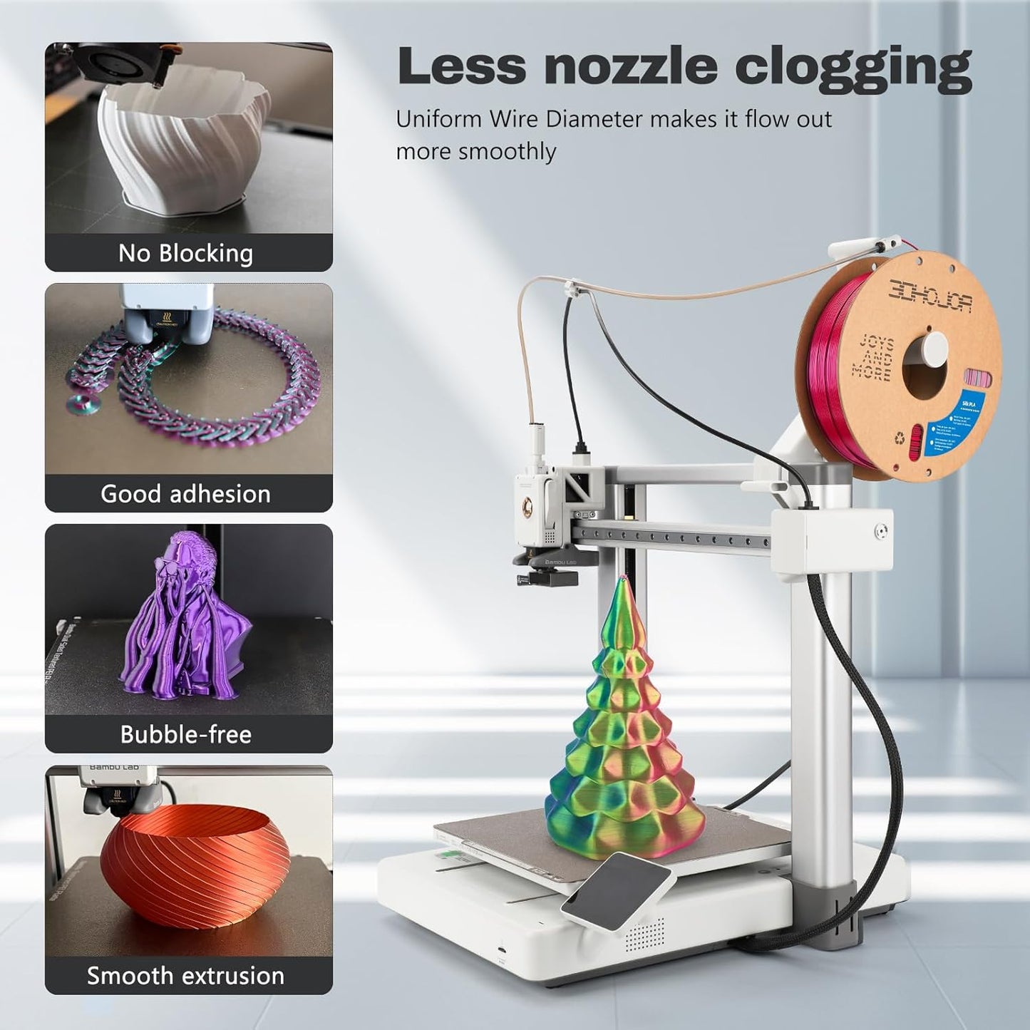 Silk PLA Filament 1.75mm Red Green Blue Triple Color PLA 3D Printer Filament 3 in 1 Coextrusion 1KG Spool(2.2lbs) 3D Printing Filament Dimensional Accuracy +/- 0.03mm