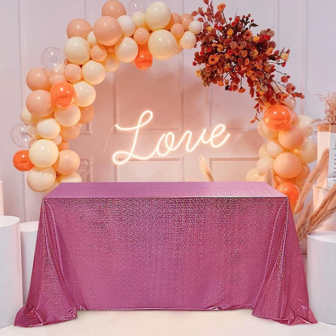 Fitable Sequin Tablecloth for Parties 54x54 Inch - Sparkle Glitter Table Cloth Laser Square Overlay for Wedding Baby Shower Ceremony Birthday Holiday Banquet Decor, Fuchsia