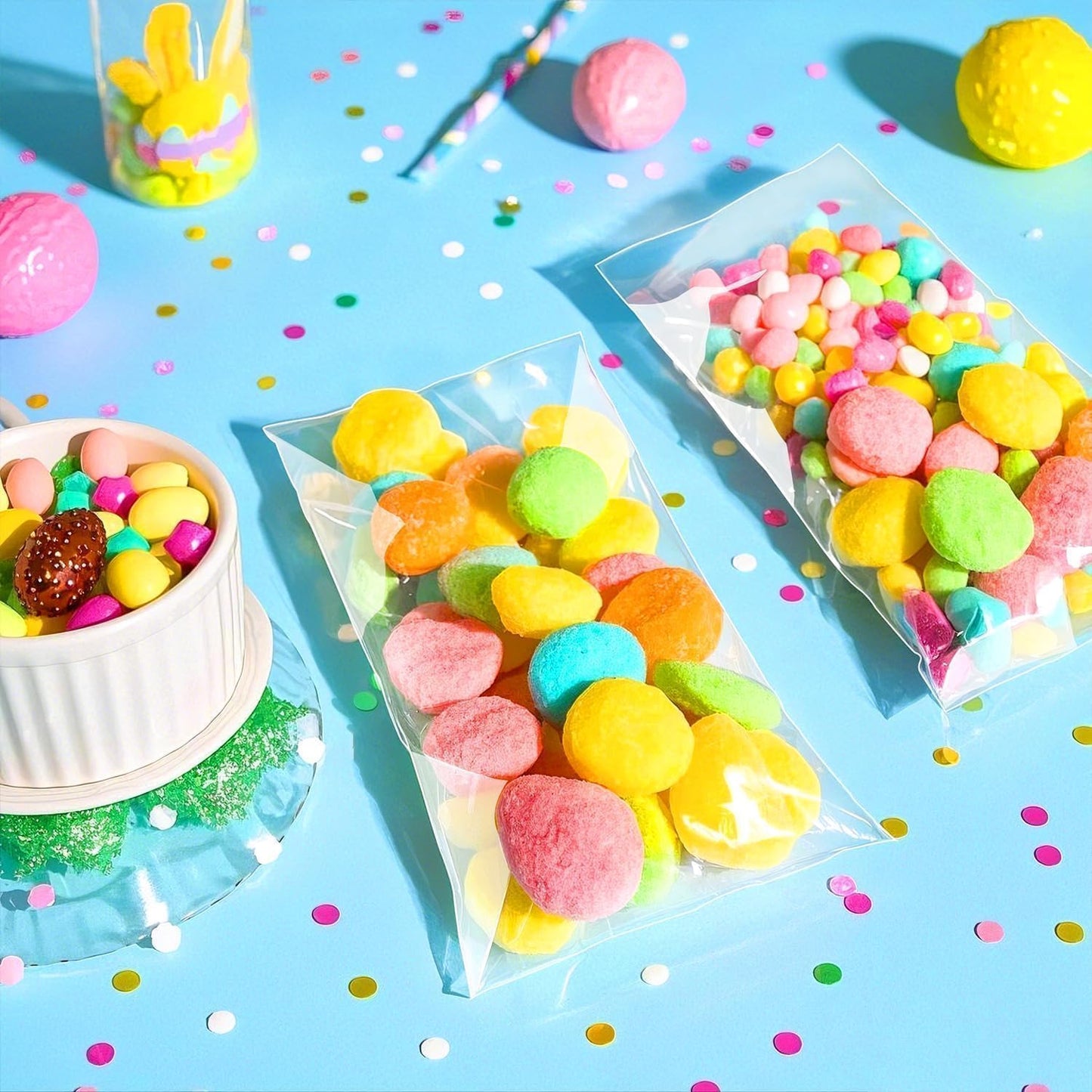 PigPotParty 3"x7" Cellophane Cookie Bags Self Sealing, 200 Pcs Clear Plastic Treat Individual Cookie Bags with seal, Perfect for Goodies, Party Favors, Snacks, Gift Wrapping